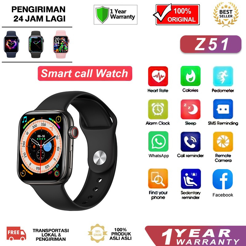 BIDEN Smart Watches Heart Rate Sleep monitoring Call dan Message Reminder warna Hitam