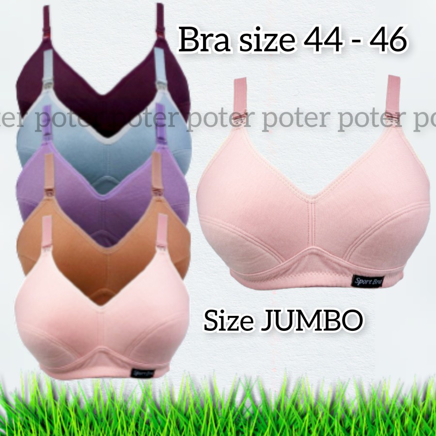 Bra sport BH wanita dewasa jumbo big size cup besar 44 46 polos motif Size 44