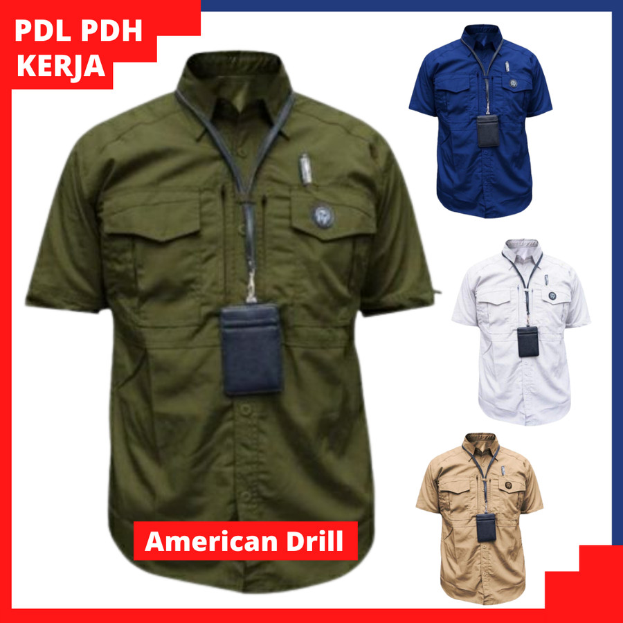 Jual Murah Kemeja Tactical Lengan Pendek PDL Lapangan Kerja Baju PDH warna Army