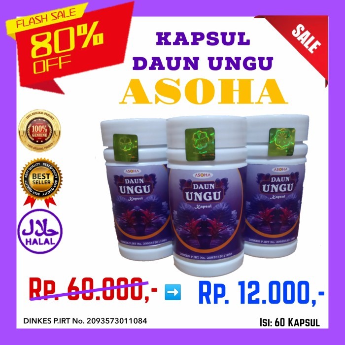 Kapsul Daun Ungu Original ASOHA isi 60 obat wasir