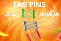 Aneka Warna Tag Pins Bermacam Ukuran